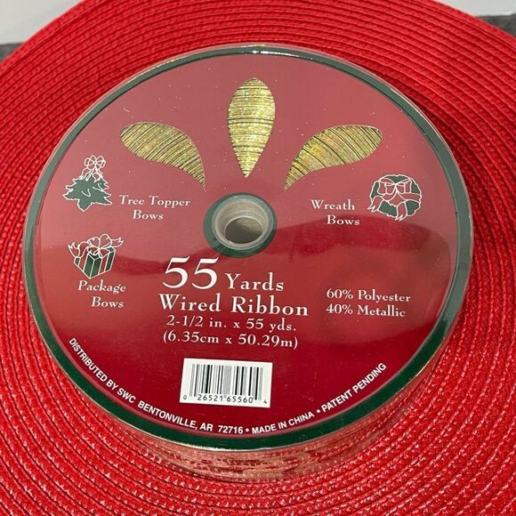 Members Mark Wired Ribbon Bells and Holly 55 yards NWT - Picture 2 of 6